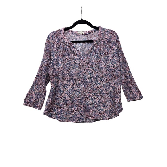 mason & belle Tops - Peasant Blouse Pink Blue Boho Flowy Floral Print Lightweight Charming